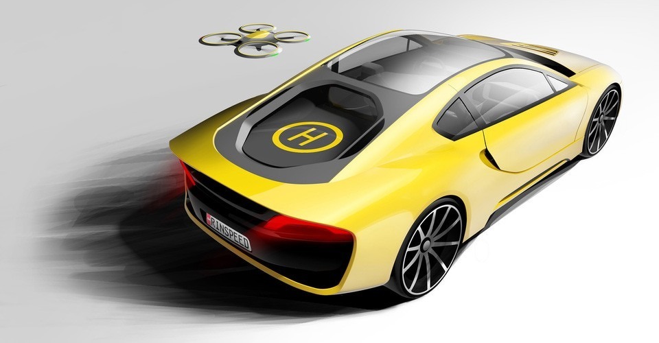 zelfrijdende auto drone pakketjes bezorgen autonoom concept car rinspeed etos ces las vegas 2016